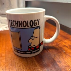 Dilbert White Technology Vintage Coffee Mug "No Place for Wimps" 1995